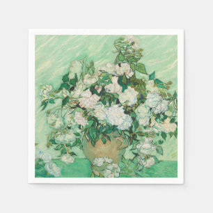 Van Gogh Weiße Rosen - Vintage Mint Florale Kunst Serviette