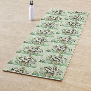 Van Gogh Weiße Rosen - Vintage Mint Florale Kunst Yogamatte