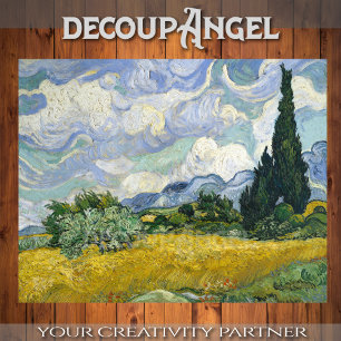 Van Gogh - Weizenfeld mit Entkundung von Zypressen Seidenpapier