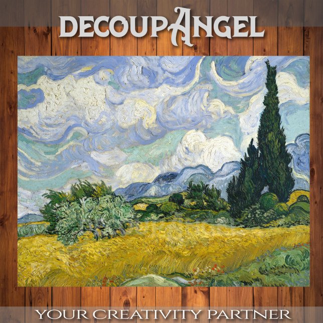 Van Gogh - Weizenfeld mit Entkundung von Zypressen Seidenpapier (Von Creator hochgeladen)