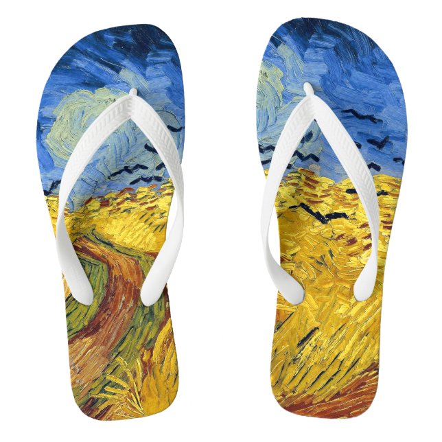 Van Gogh Weizenfeld mit Krähen Post-Impressionist  Flip Flops (Fußbett)