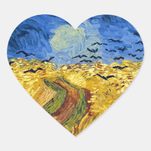 Van Gogh Weizenfeld mit Krähen Post-Impressionist  Herz-Aufkleber