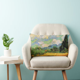 Van Gogh Weizenfeld mit Zypressen auf der Haute Ga Lendenkissen