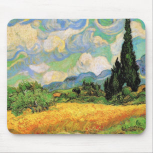 Van Gogh Weizenfeld mit Zypressen auf der Haute Ga Mousepad