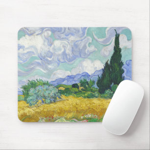 Van Gogh Weizenfeld mit Zypressen Kunst Mousepad
