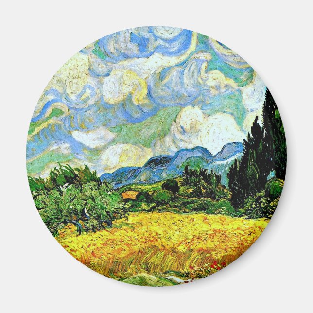 Van Gogh: Weizenfeld mit Zypressen Magnet (Vorne)
