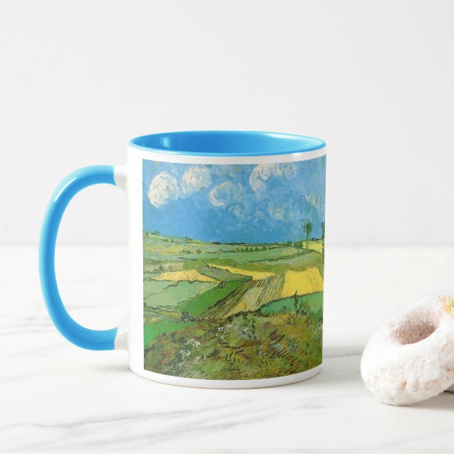Van-Gogh-Weizenfelder bei Auvers unter Clouded Sky Tasse (Mit Donut)