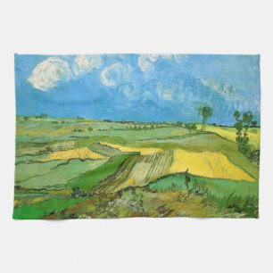Van Gogh Weizenfelder in Auvers unter bewölktem Hi Geschirrtuch