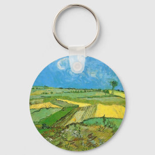 Van Gogh Weizenfelder in Auvers unter bewölktem Hi Schlüsselanhänger