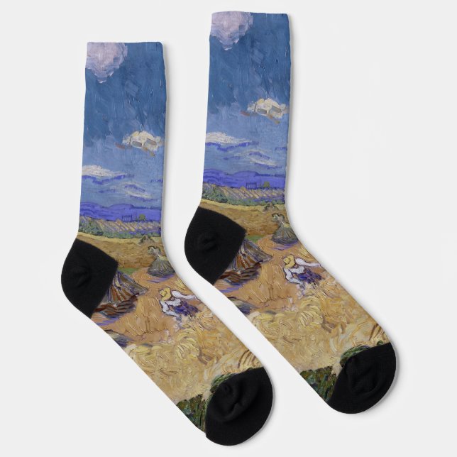 van Gogh Weizenstapel mit Sensenmann Gelb & Blau Socken (Rechts)