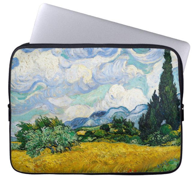 Van Gogh Wheat Field mit Zypressen. Impressionismu Laptopschutzhülle (Vorderseite)