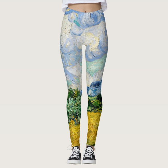 Van Gogh Wheat Field mit Zypressen. Impressionismu Leggings (Vorderseite)
