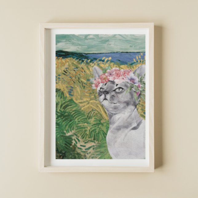 Van Gogh Wheat Field und Extravagante Katze Poster (Von Creator hochgeladen)