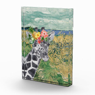 Van Gogh Wheat Field und Giraffe Fotoblock