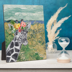 Van Gogh Wheat Field und Giraffe Tabletop Fotoplatte