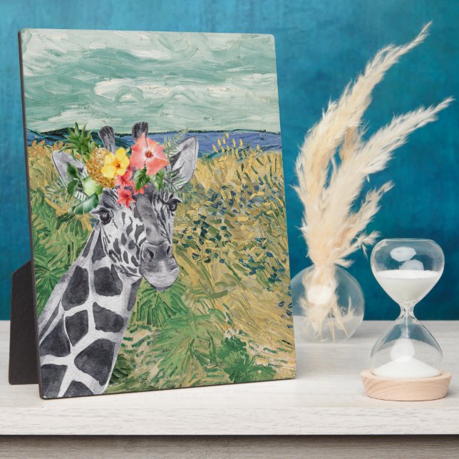 Van Gogh Wheat Field und Giraffe Tabletop Fotoplatte (Seite)