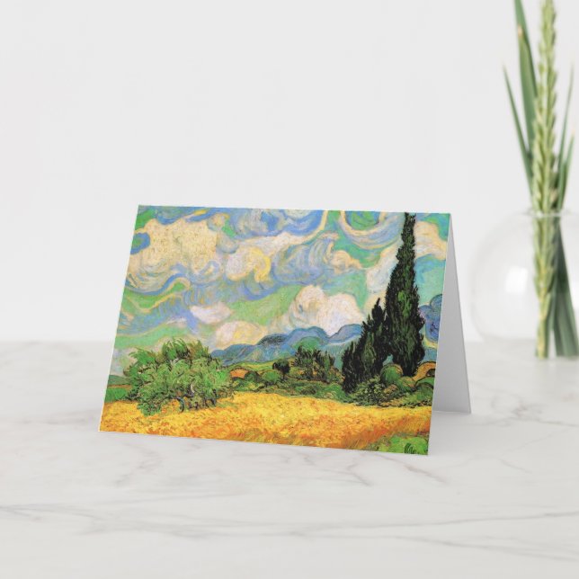 Van Gogh Wheat Field w Cypressen bei Haute Galline Karte (Vorderseite)