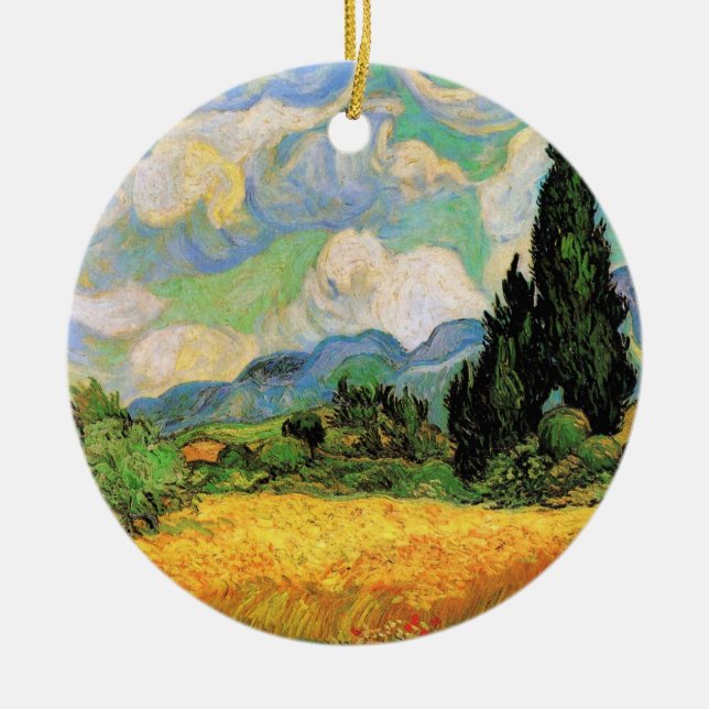 Van Gogh Wheat Field w Cypressen bei Haute Galline Keramikornament (Vorne)