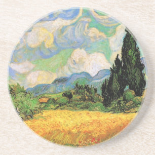 Van Gogh Wheat Field w Cypressen bei Haute Galline Sandstein Untersetzer
