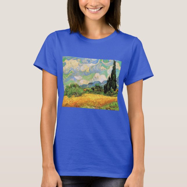 Van Gogh Wheat Field w Cypressen bei Haute Galline T-Shirt (Vorderseite)