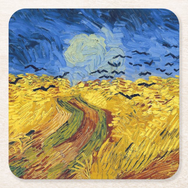 Van Gogh Wheat Fields impressionistisches Gemälde Rechteckiger Pappuntersetzer (Vorderseite)