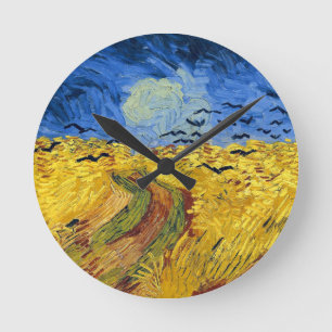 Van Gogh Wheat Fields impressionistisches Gemälde Runde Wanduhr