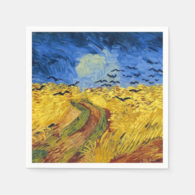 Van Gogh Wheat Fields impressionistisches Gemälde Serviette (Vorderseite)