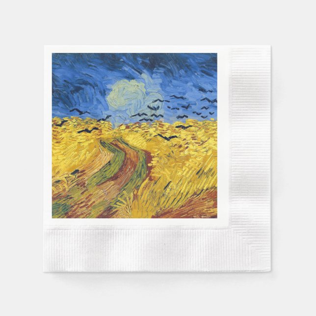 Van Gogh Wheat Fields impressionistisches Gemälde Serviette (Vorderseite)