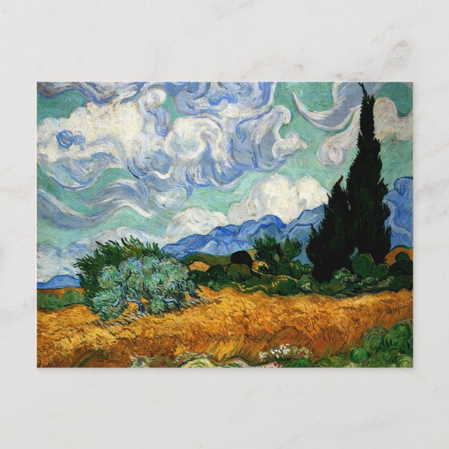 Van Gogh - Wheatfield mit Cypress Tree Postkarte (Vorderseite)