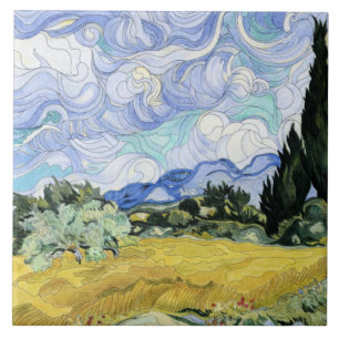Van Gogh - Wheatfield mit Zypressen Fliese