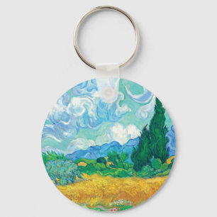 Van Gogh Wheatfield mit Zypressen Schlüsselanhänger