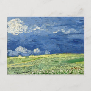 Van Gogh - Wheatfield unter Gewitterwolken Postkarte