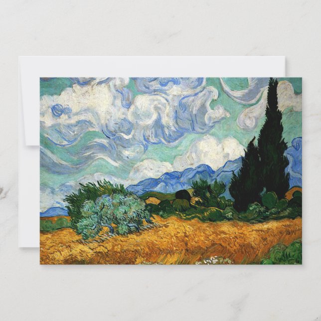 Van Gogh - Wheatfield with Cypress Tree, Karte (Vorderseite)