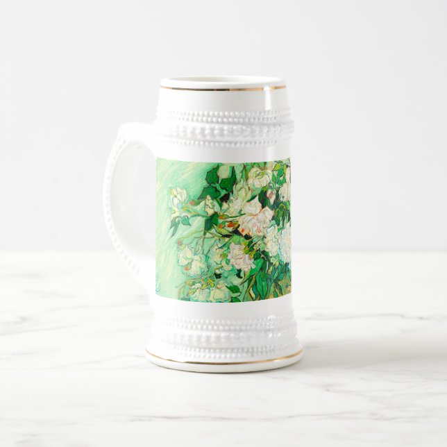 Van Gogh White Roses Bierglas (Vorderseite Links)