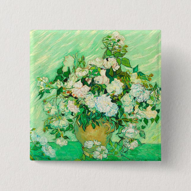 Van Gogh White Roses Button (Vorderseite)