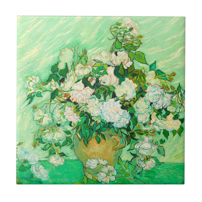 Van Gogh White Roses Fliese (Vorderseite)