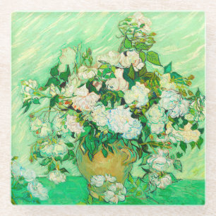 Van Gogh White Roses Glasuntersetzer