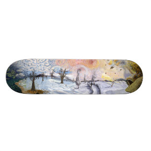 Van Gogh: Winter-Landschaft Skateboard