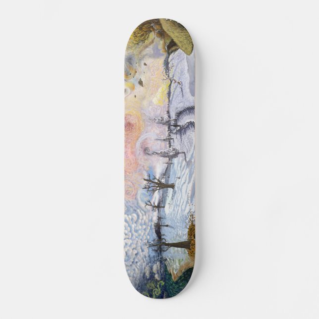 Van Gogh: Winterlandschaft Skateboard (Vorderseite)