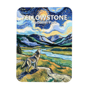 Van Gogh Yellowstone National Park Wolf Heulen Magnet
