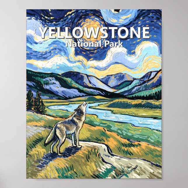 Van Gogh Yellowstone National Park Wolf Howling Poster (Vorne)