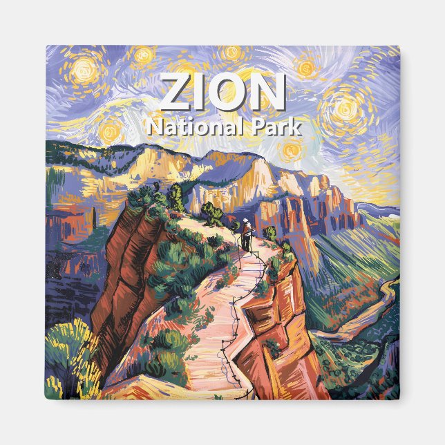 Van Gogh Zion Angels Landing Hiking Trail Custom Magnet (Vorne)