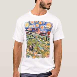 Van Gogh Zion National Park Tier Hirsch Bunt T-Shirt
