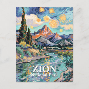 Van Gogh Zion Watchman Virgin River Sonnenuntergan Postkarte