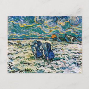 Van Gogh - Zwei Bauernfrauen graben im Schnee Postkarte