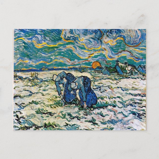 Van Gogh - Zwei Bauernfrauen im Schnee Postkarte (Vorderseite)