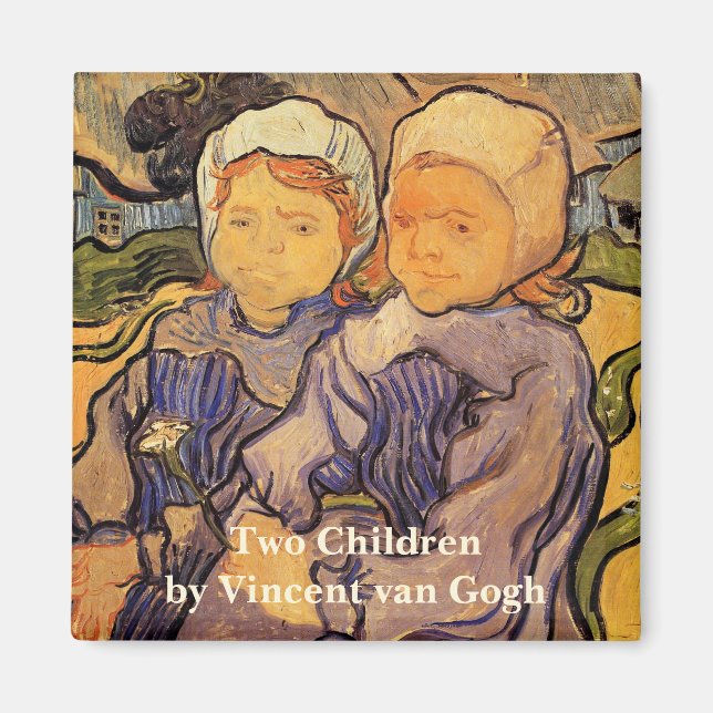 Van Gogh, Zwei Kinder, Vintage Impressionismus Kun Magnet (Vorne)