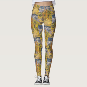 Van Gogh Zwei Pappeln - Lebendige Gelbe Naturkunst Leggings