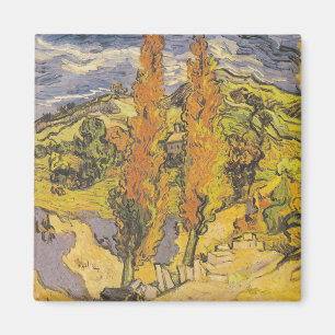 Van Gogh Zwei Pappeln - Lebendige Gelbe Naturkunst Magnet