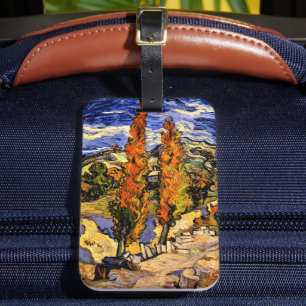 Van Gogh - Zwei Poplars auf einem Hügel Gepäckanhänger